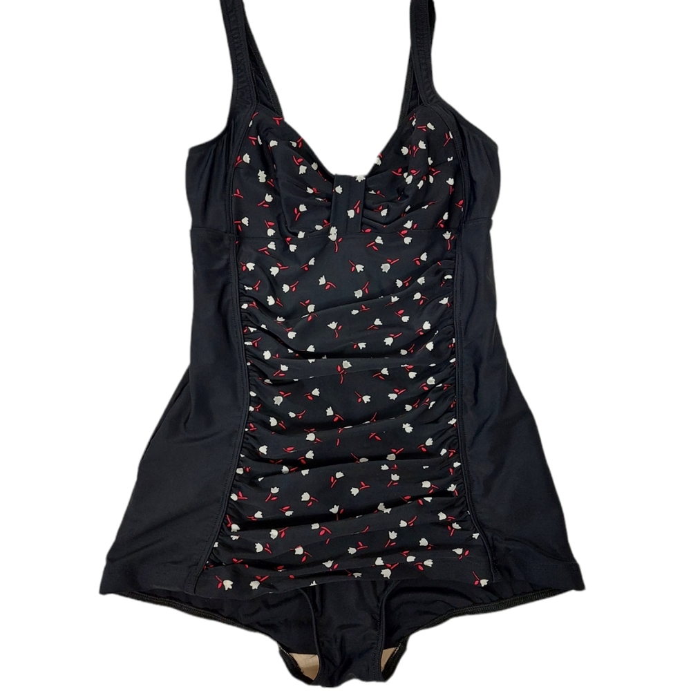 Le Cove Black Floral One Piece Swimsuit